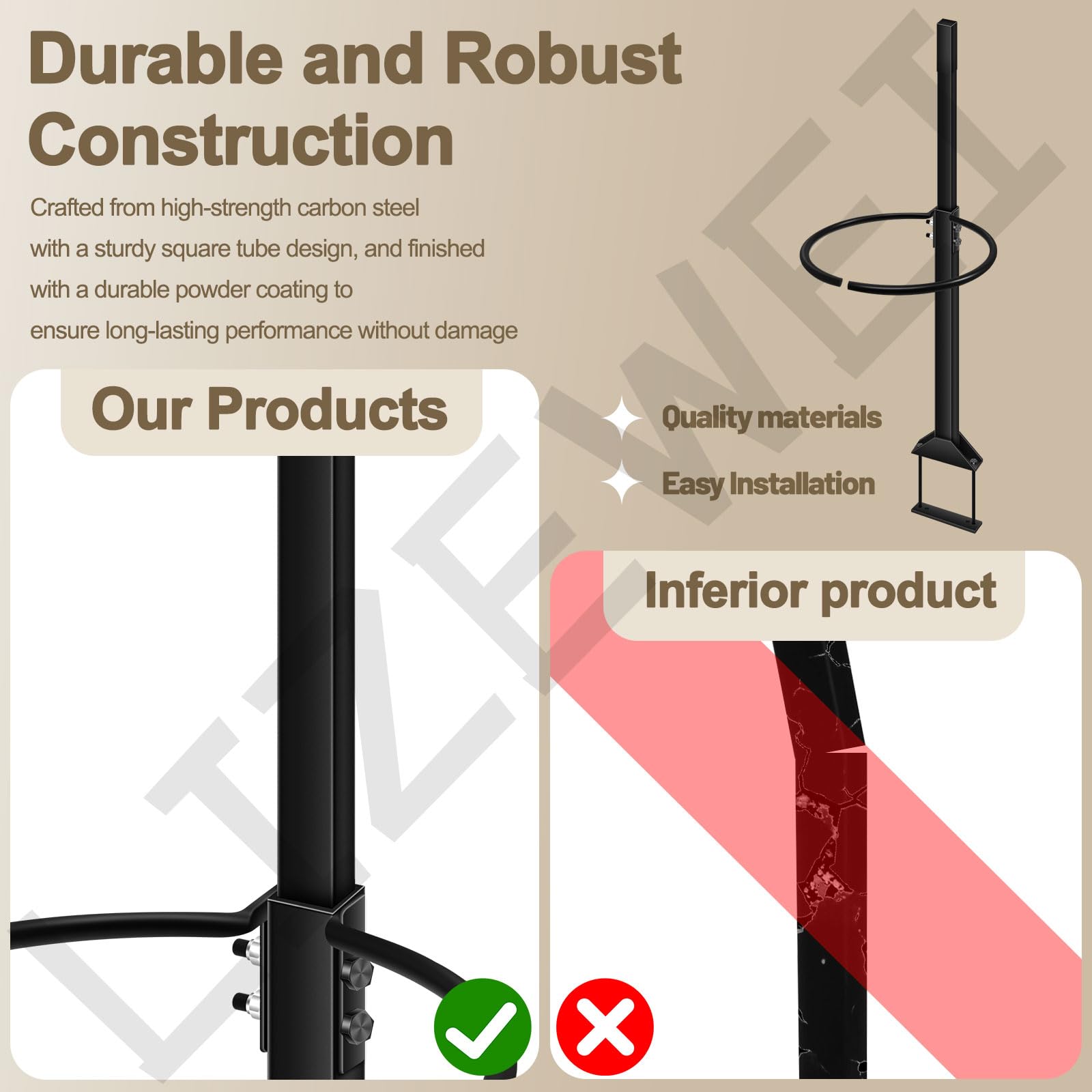 LIZEWEI rubber grip top handle adds comfort during mounting