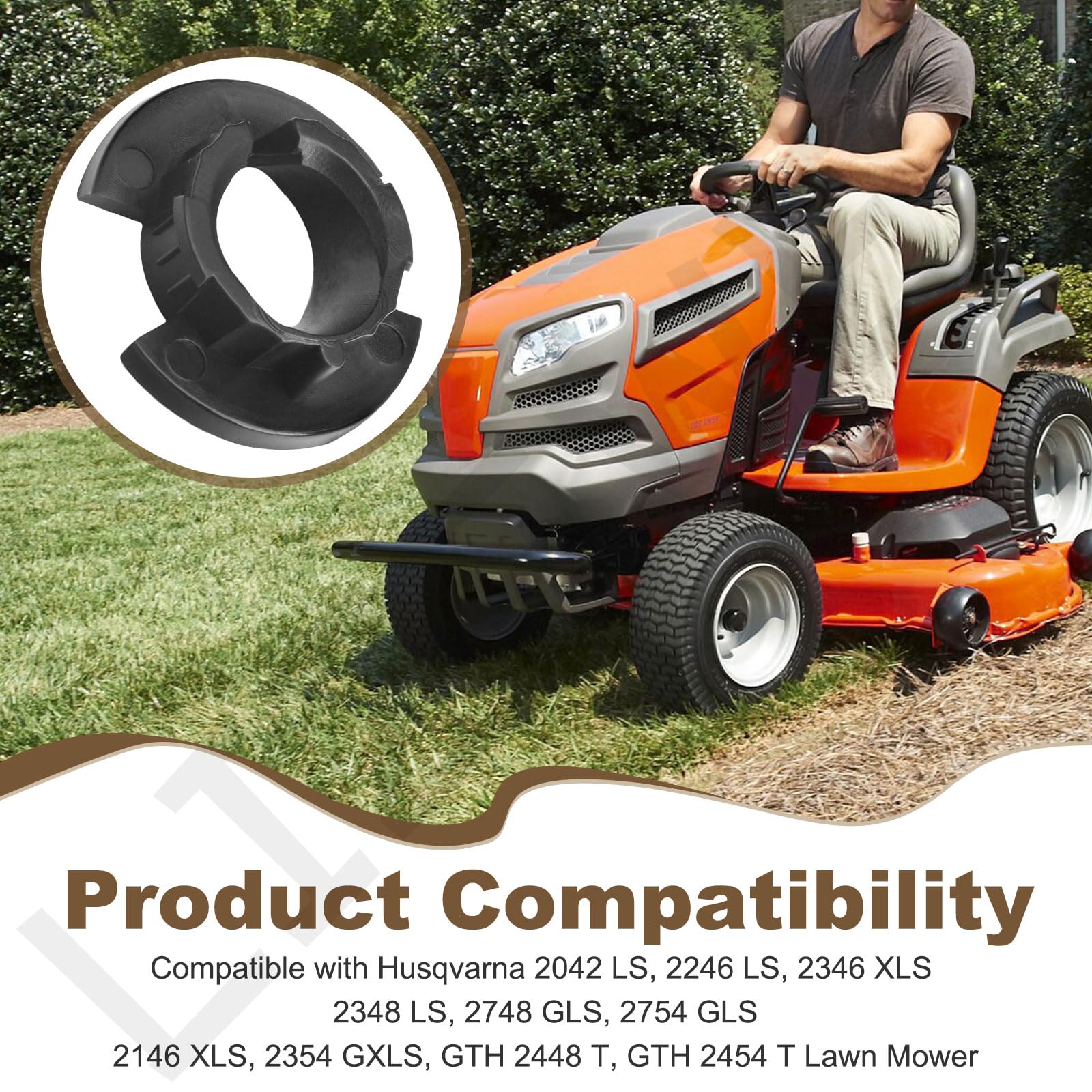 LIZEWEI steering bushing 532195227 compatibility display lists compatible Husqvarna and Craftsman models.