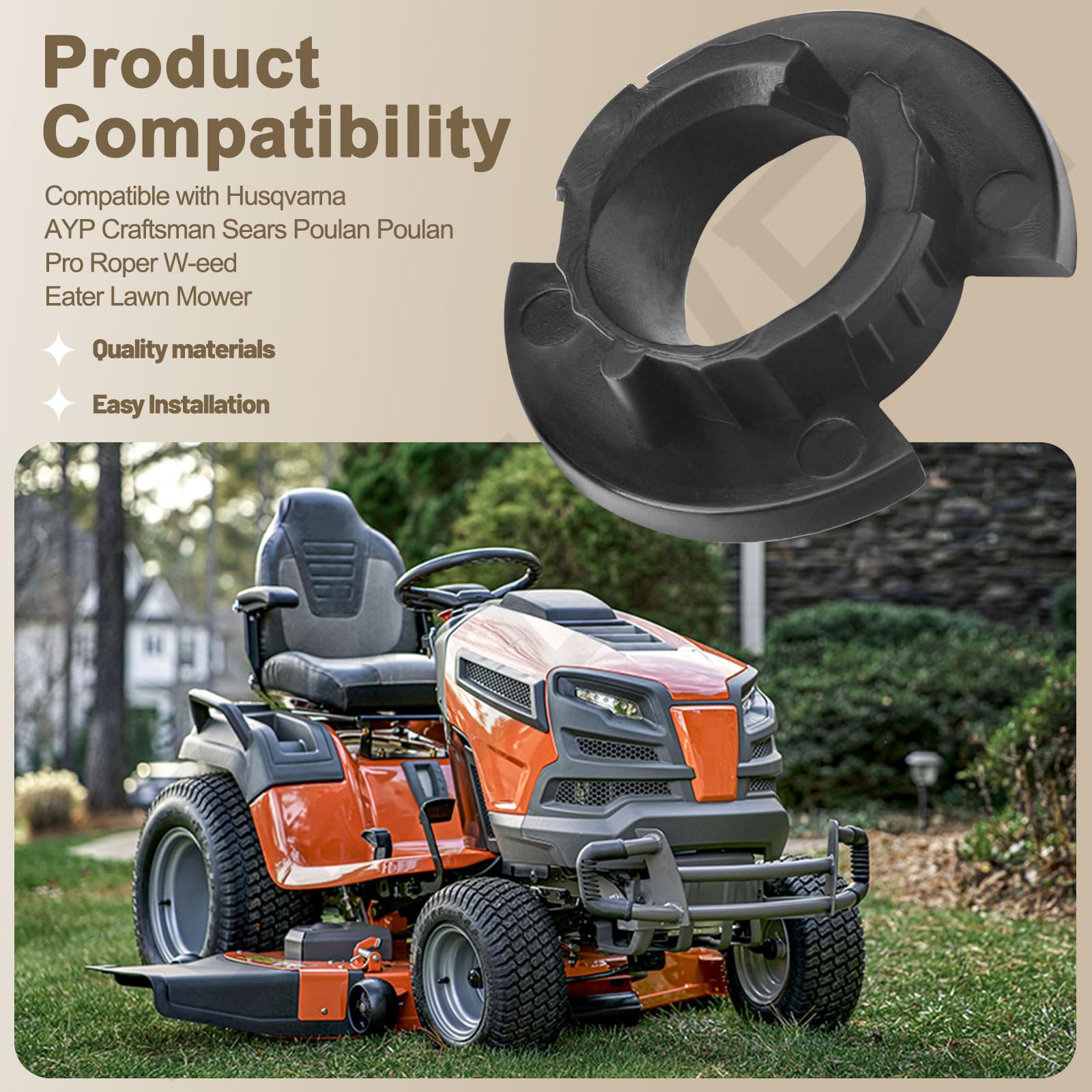 LIZEWEI steering bushing 532195227 installation guide simplifies replacement on compatible mowers.