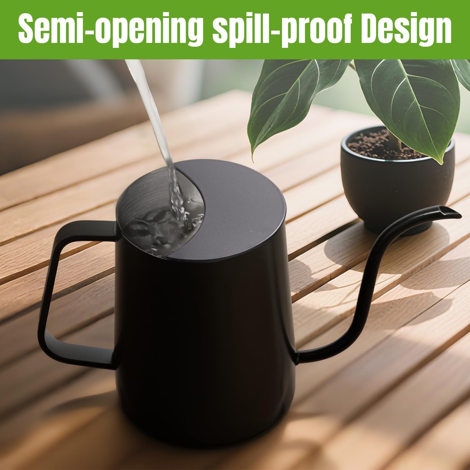 Lizhluzh watering can with wide mouth for easy refills and flow.