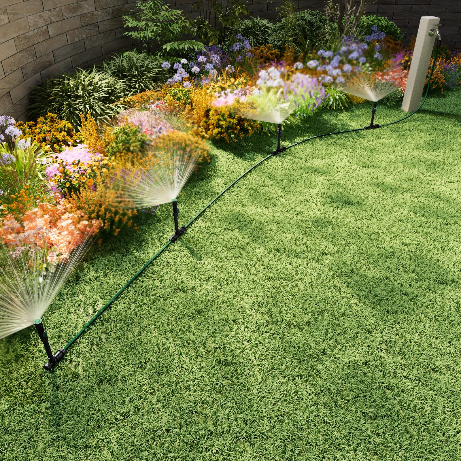 Lizjarol four sprinklers arranged showcase large area coverage up to 1800 sq ft