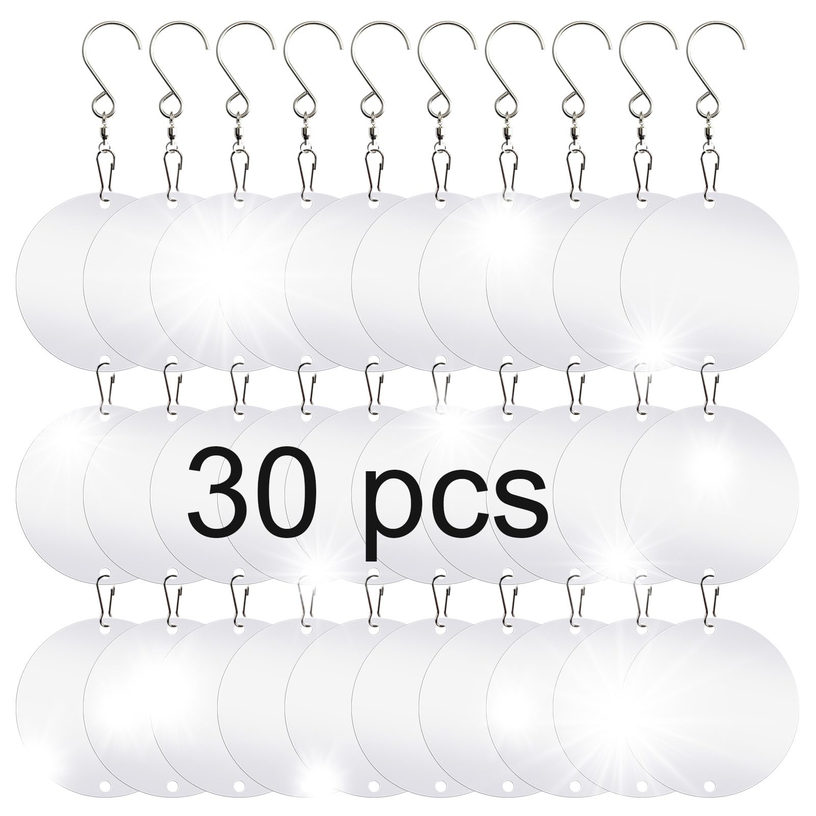 LIZOIDZSM 30pcs reflective bird deterrent discs reflect sunlight to deter pigeons.
