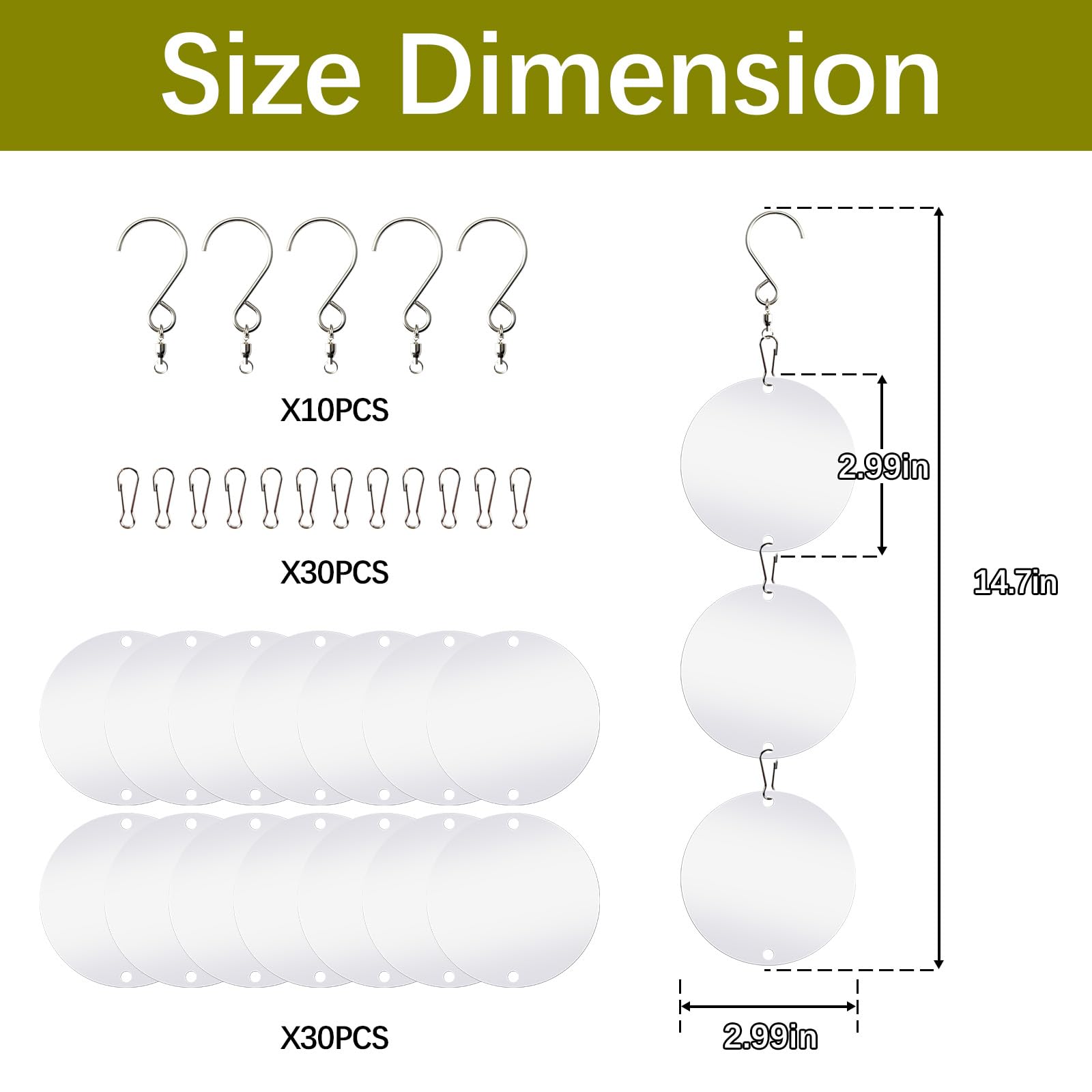 LIZOIDZSM 360-degree swivel hook enables versatile outdoor placement deterring birds from multiple angles.