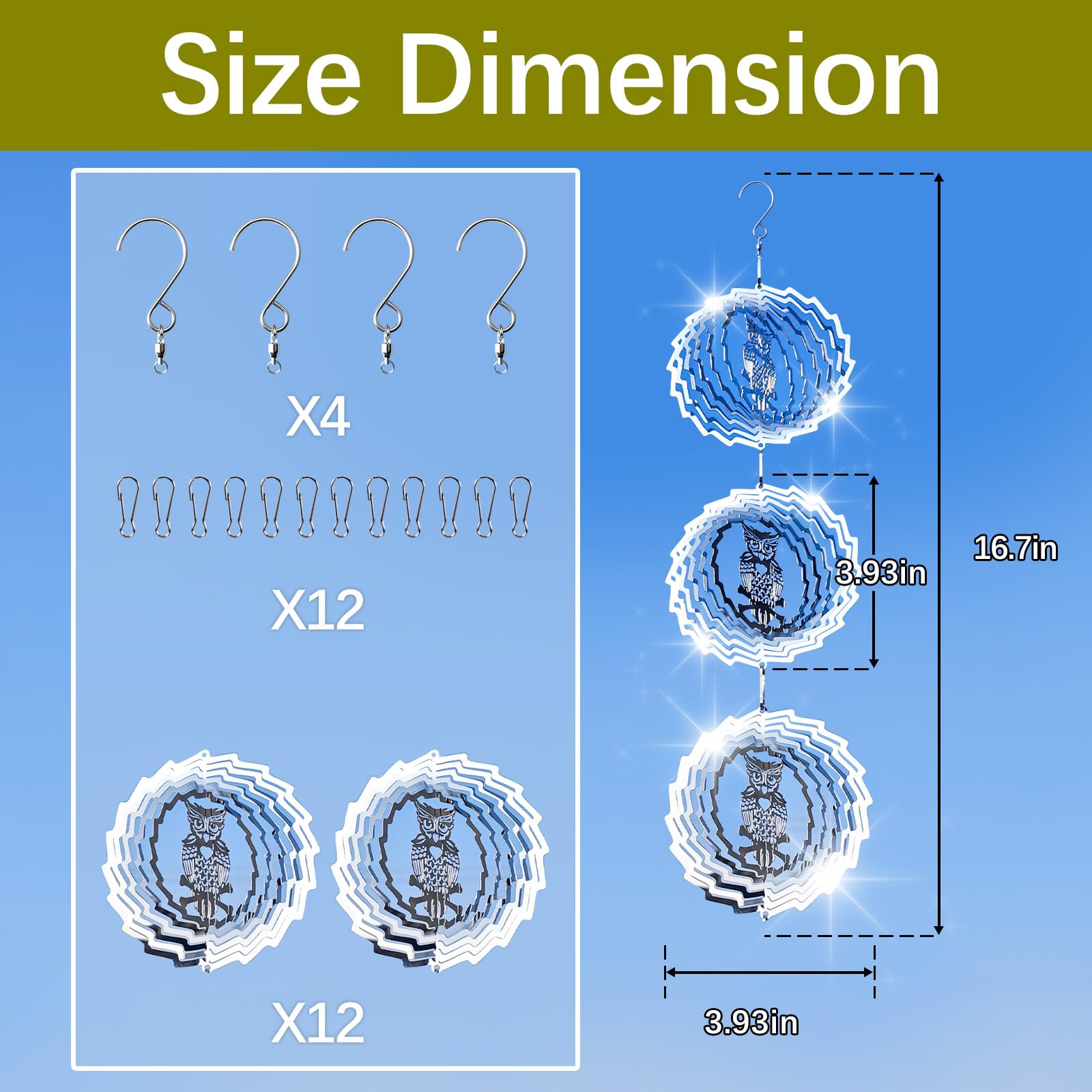 LIZOIDZSM 3D wind spinner shows 360° rotation to deter pigeons and gulls