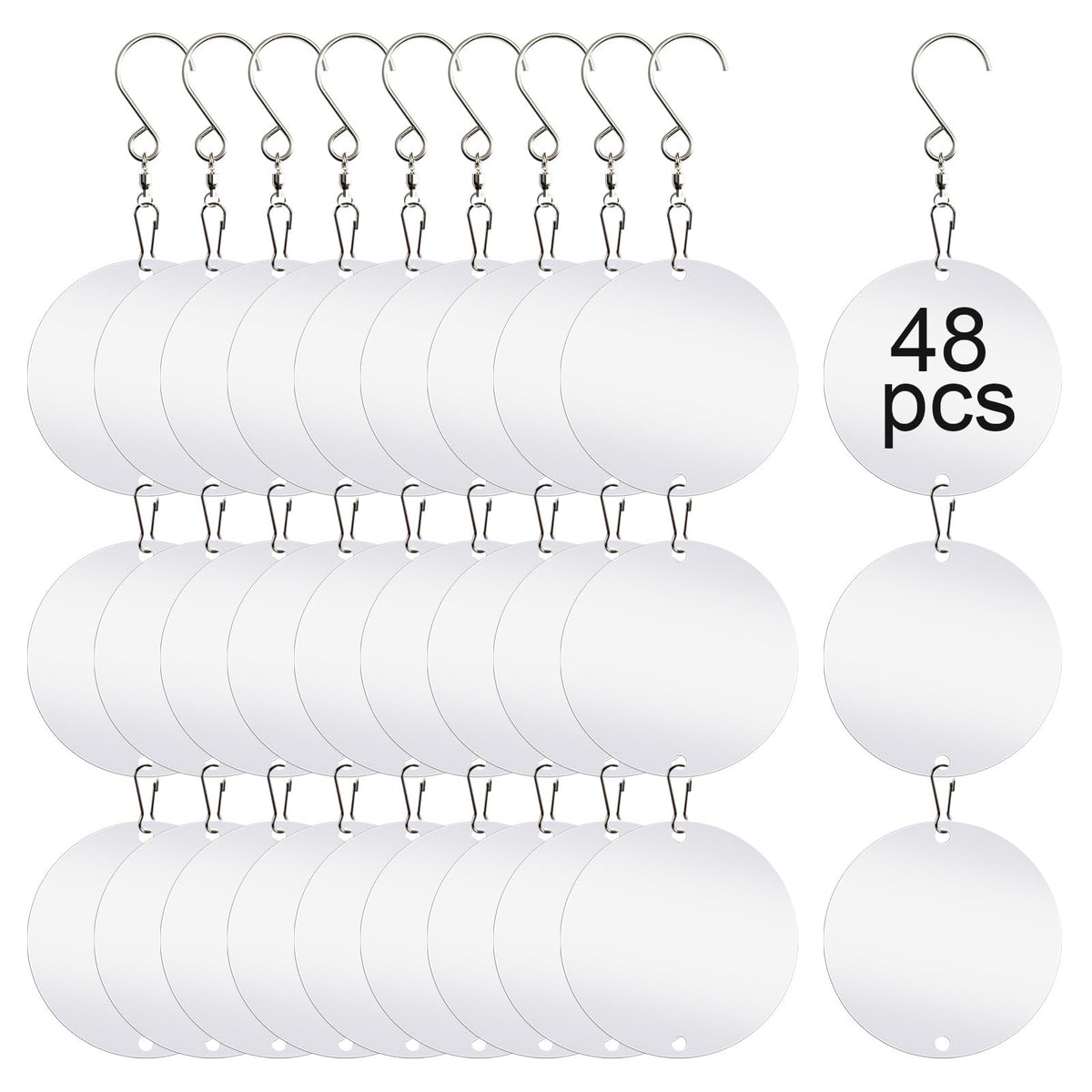 LIZOIDZSM 48-piece reflective discs set for outdoor deterrence using sunlight flicker