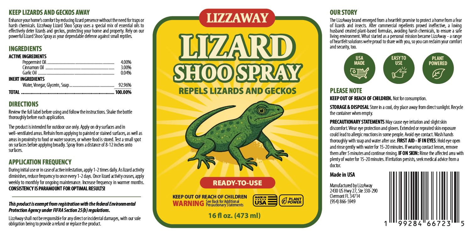 LizzAway Lizard Shoo Spray made in USA signals quality and sustainability.