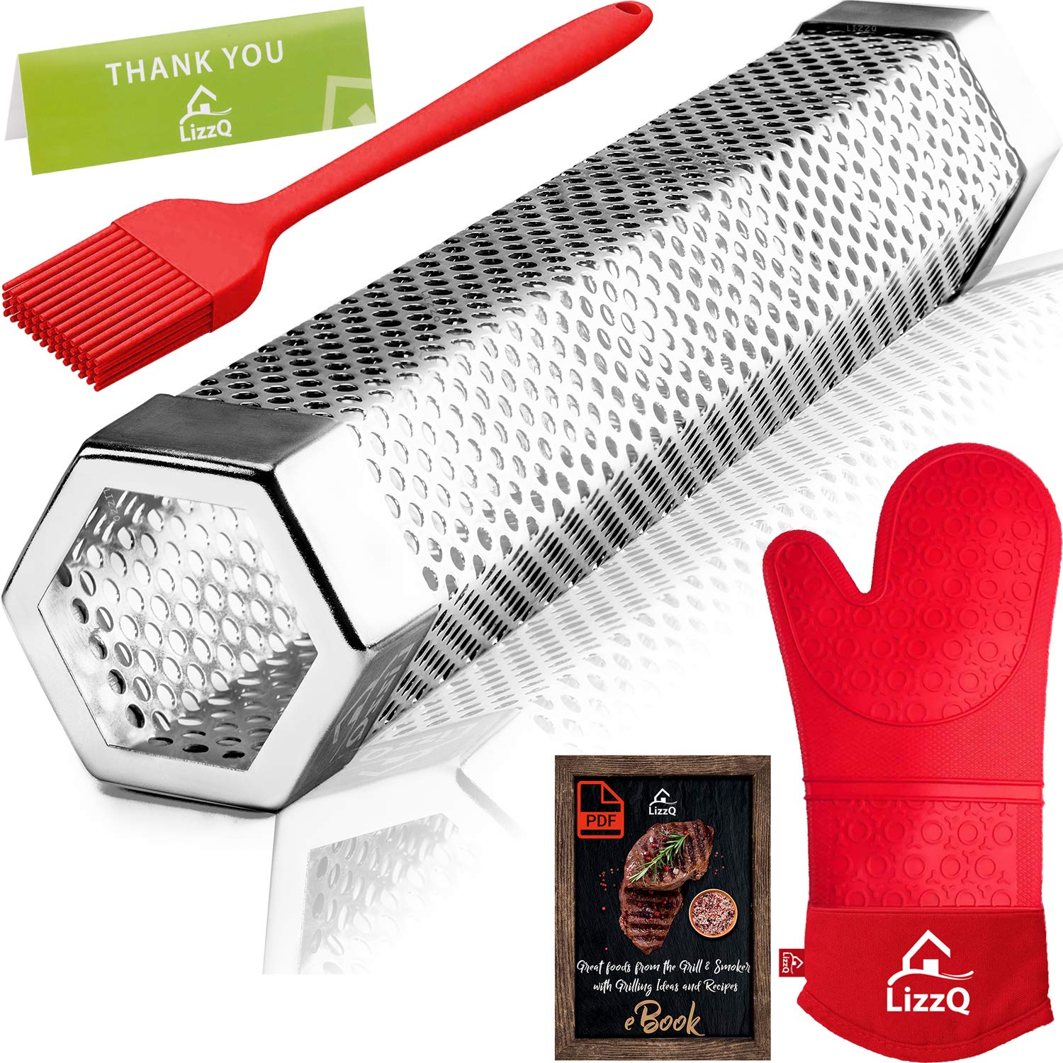 LIZZQ pellet smoker tube 12-inch in use for versatile grilling and added flavor.