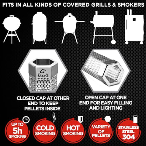 LIZZQ smoker tube works with any grill to add flavorful smoke