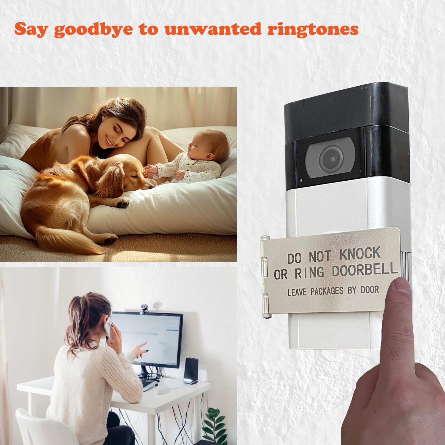 LJSCARE dont-knock-or-ring sign in stainless steel for durable readability.