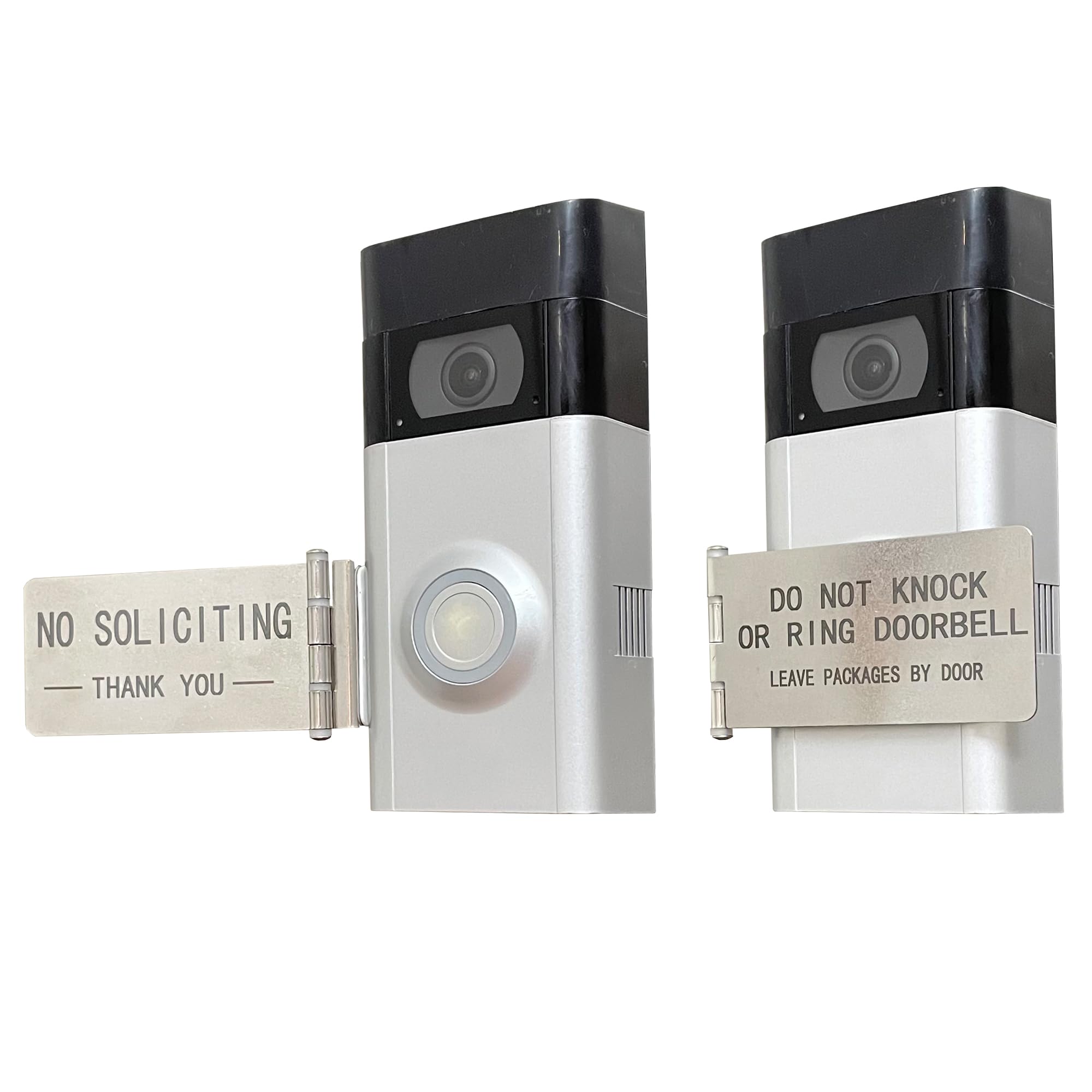 LJSCARE front door sign with left-side mount on the doorbell for privacy.