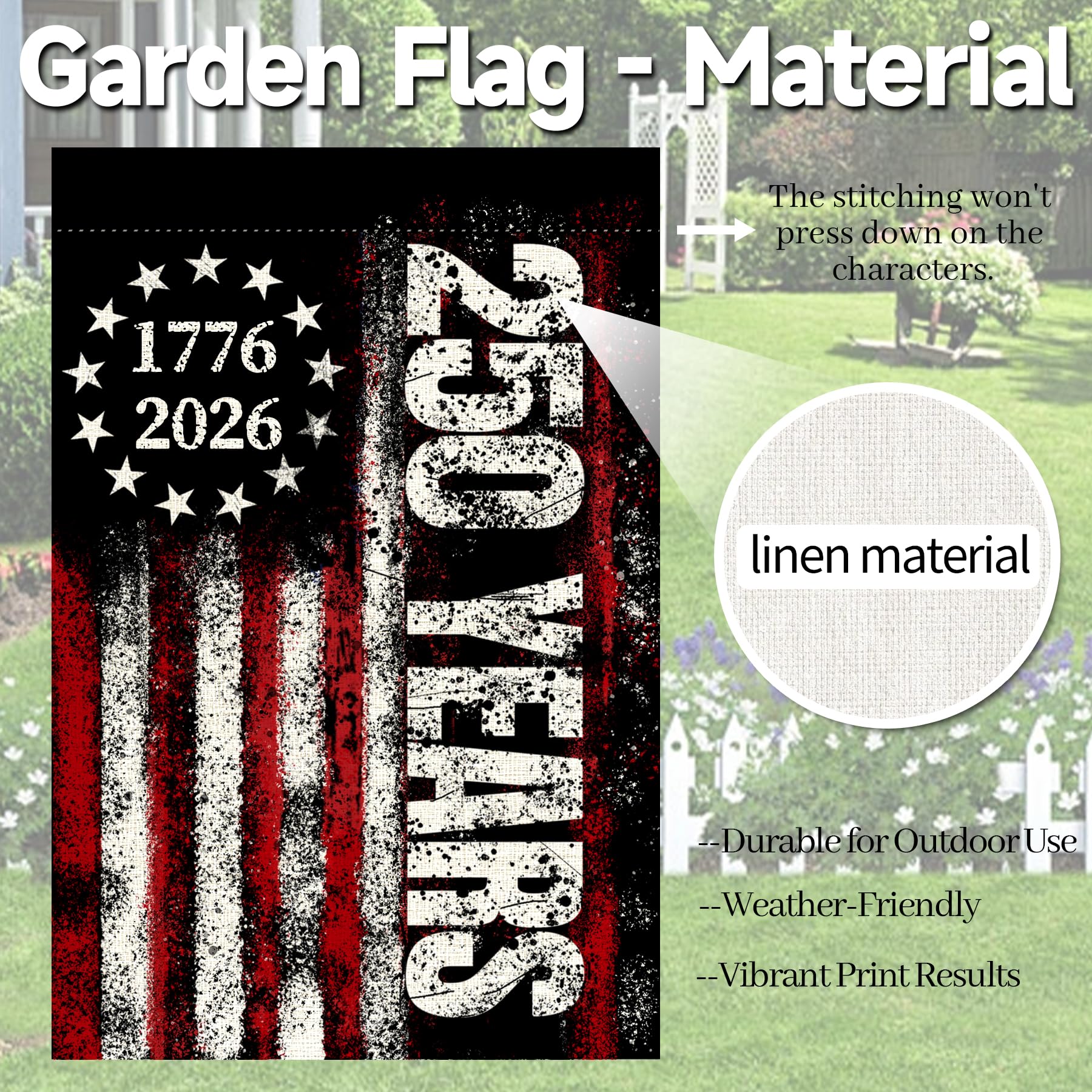 LJSCQF 1776–2026 commemorative design with distressed stripes and stars.