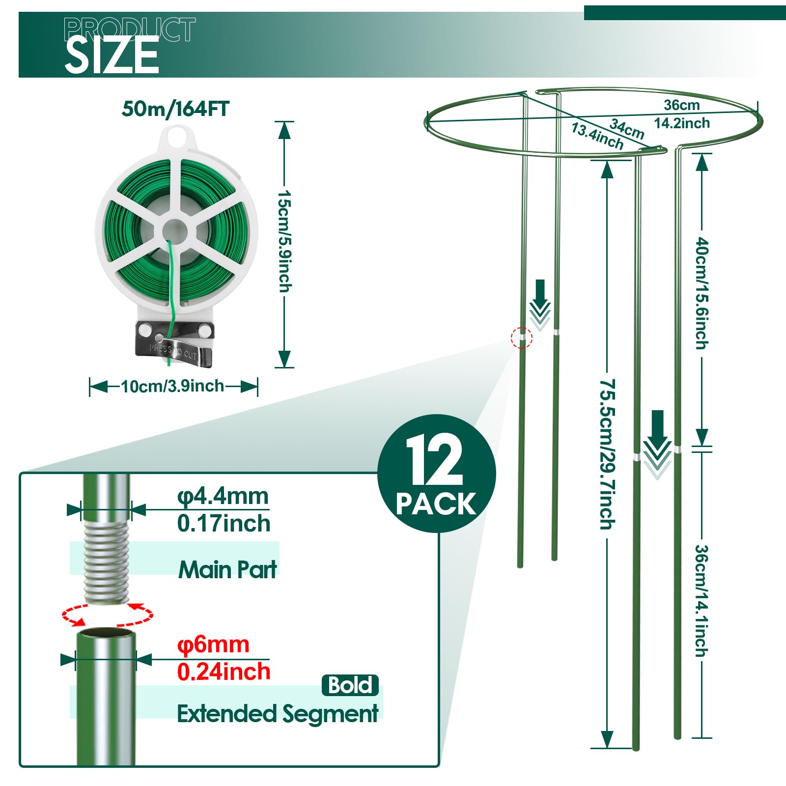 LKSSZS 30-inch extendable stake assembly demonstrates adjustable height for tall plants.