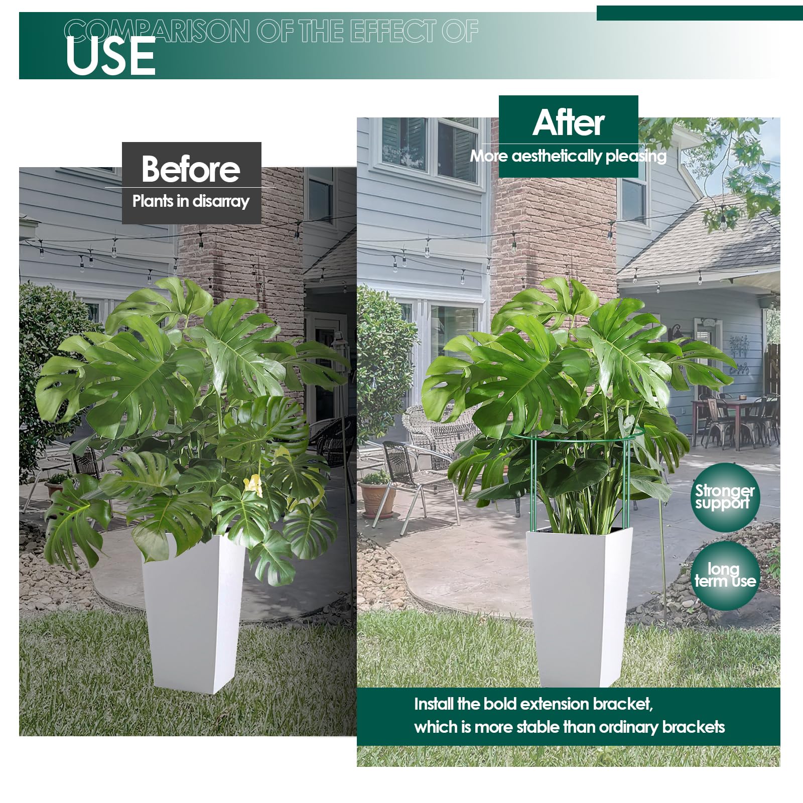 LKSSZS border-use stake arrangement around a plant bed for neat edges.