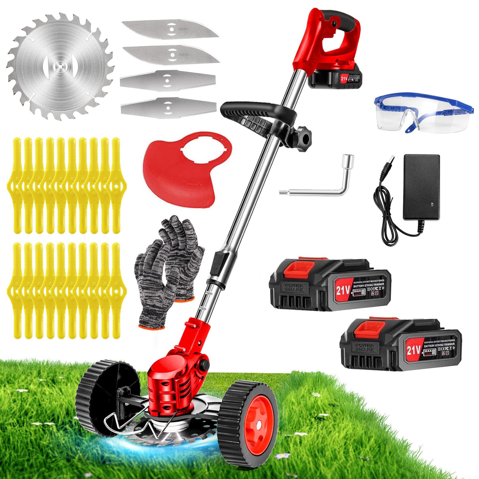LKTOLS cordless weed wacker front view, compact and balanced for easy edging