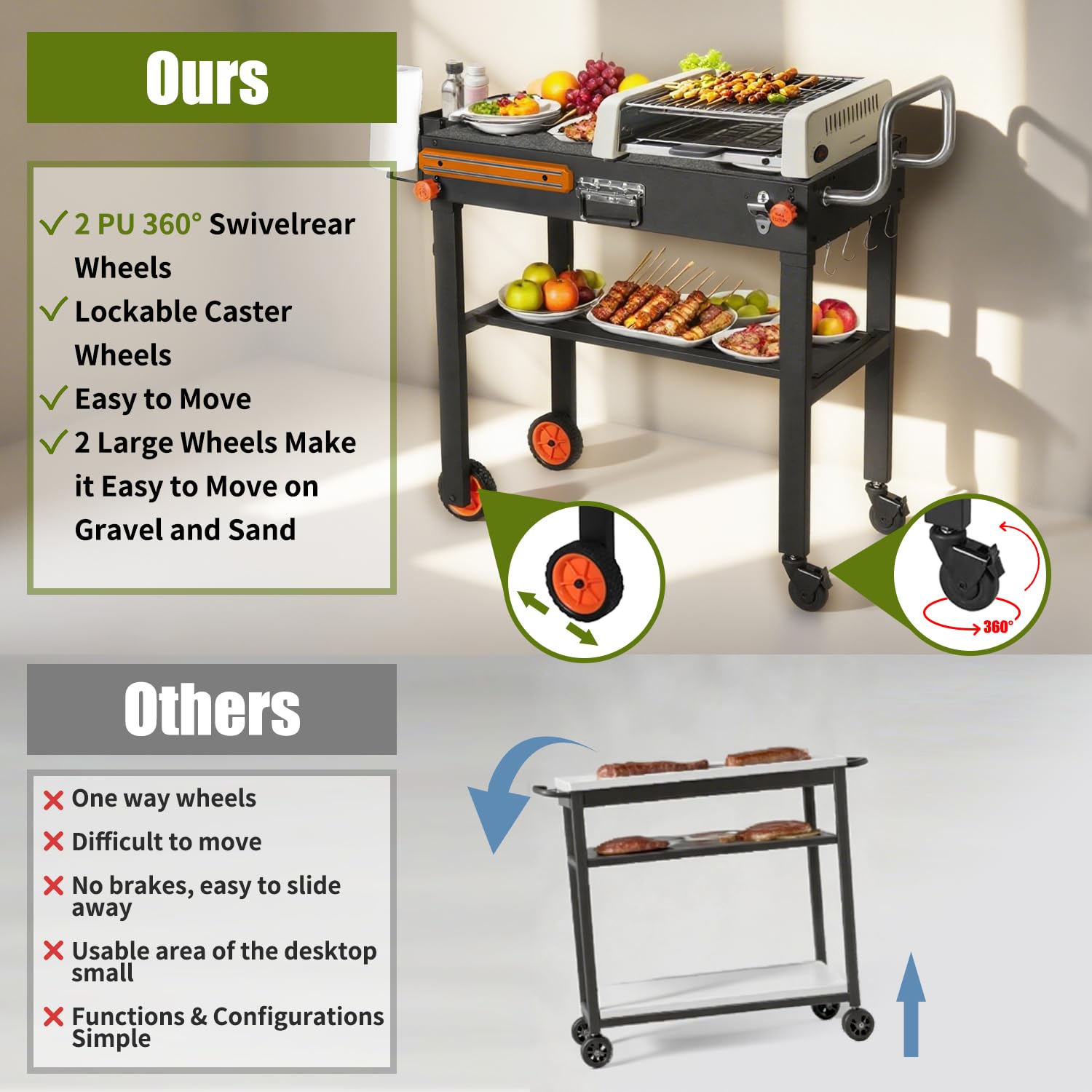 LKVHV folding grill table compact storage in action