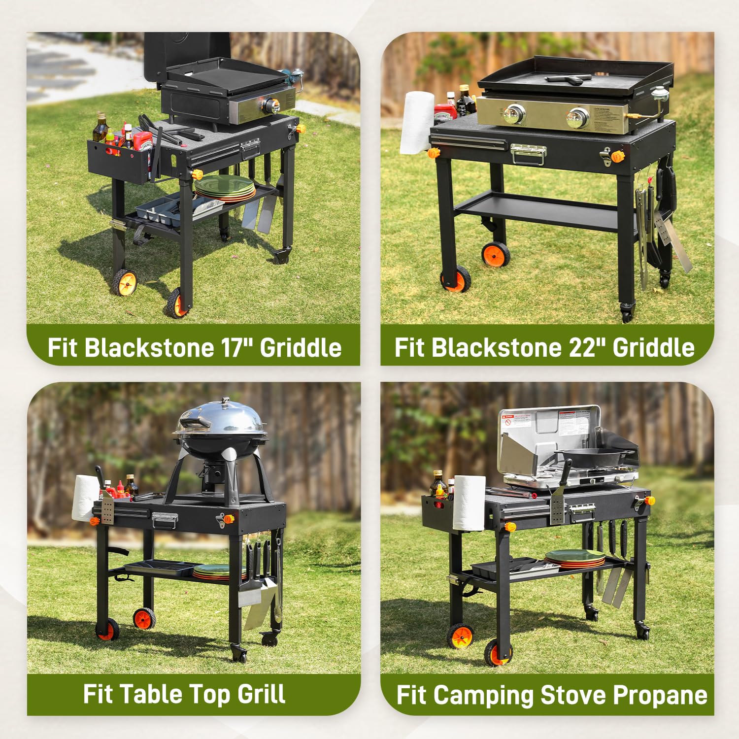 LKVHV grill table demonstrates 300 lbs weight capacity stability