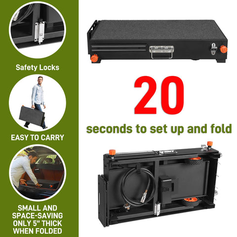 LKVHV portable grill table side view highlighting compact profile