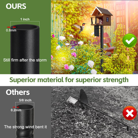LLARGUEST Bird Feeder Pole 75-inch adjustable height enables customized feeding in your garden