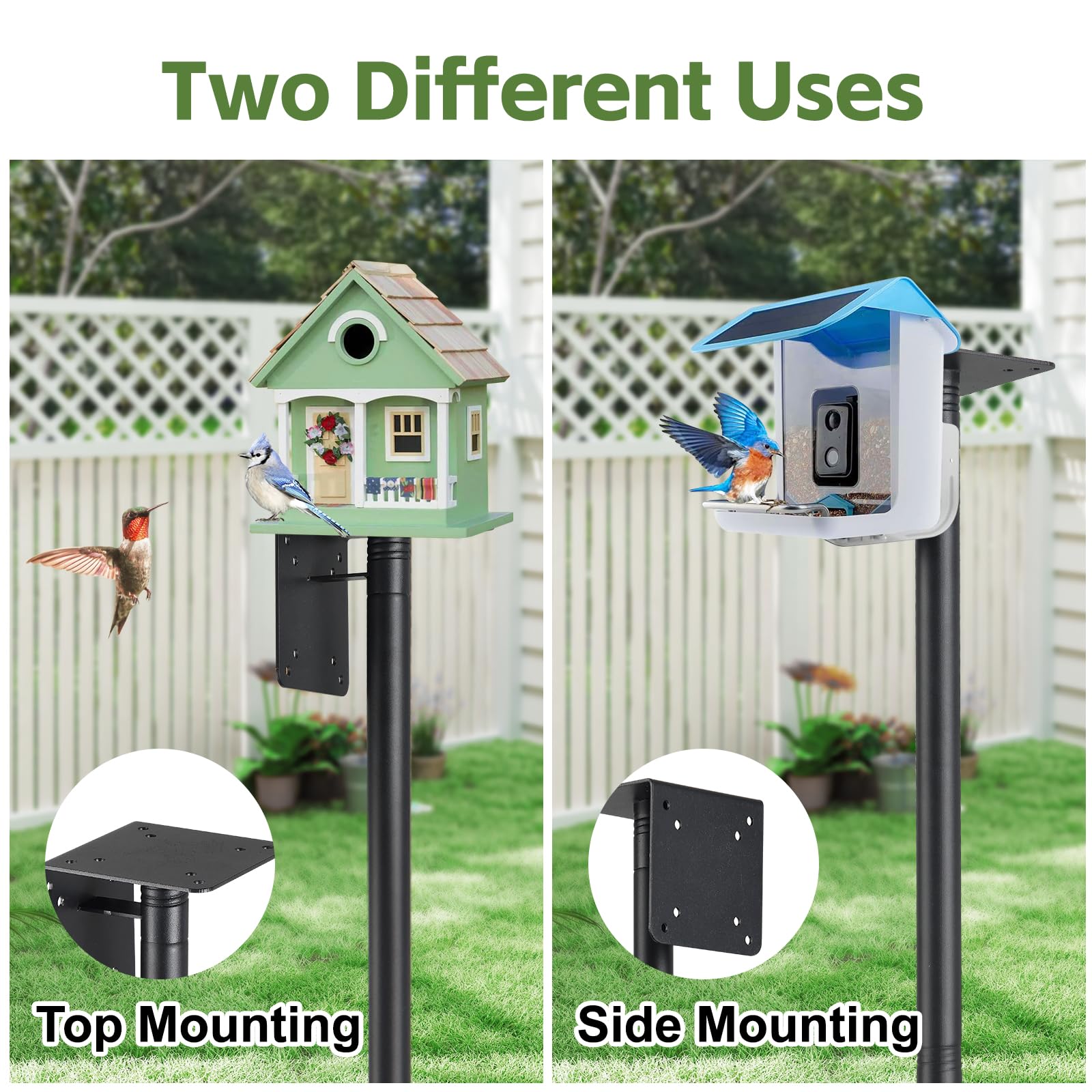 LLARGUEST Bird Feeder Pole 75-inch five-prong base offers stable support in gusty conditions