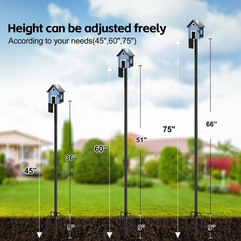 LLARGUEST Bird Feeder Pole 75-inch 4x4 mounting plate compatible with many feeders