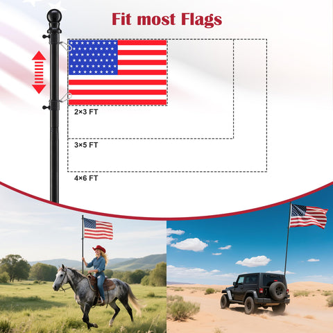 LLARGUEST flag pole with anti-wrap rings enables smooth flag rotation in wind.
