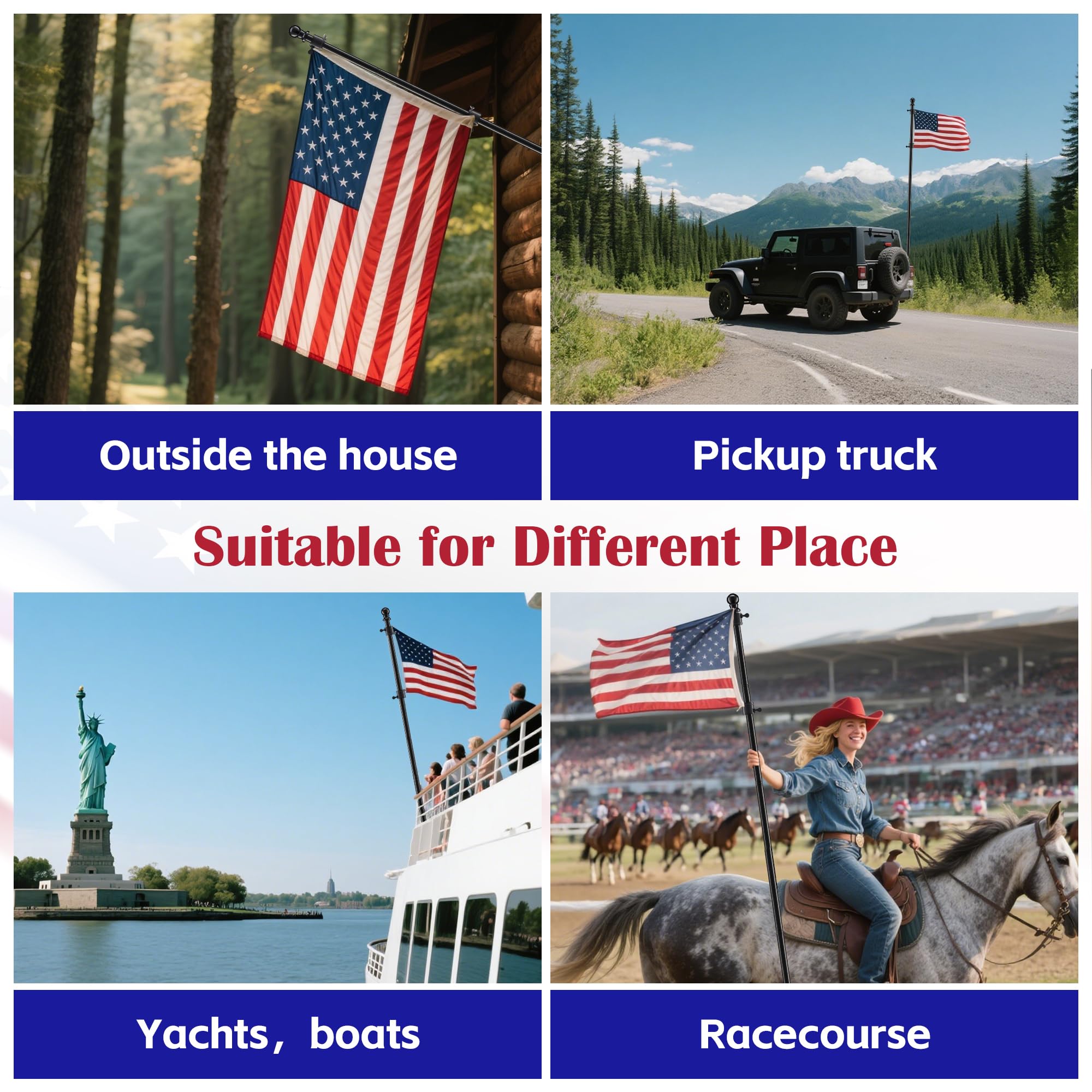LLARGUEST flag pole compatible with 2x3 ft to 4x6 ft flags.