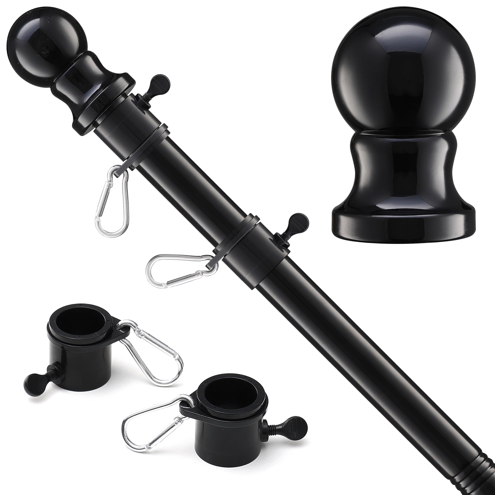 LLARGUEST flag pole for outdoor assembly shows easy setup and sturdy support.