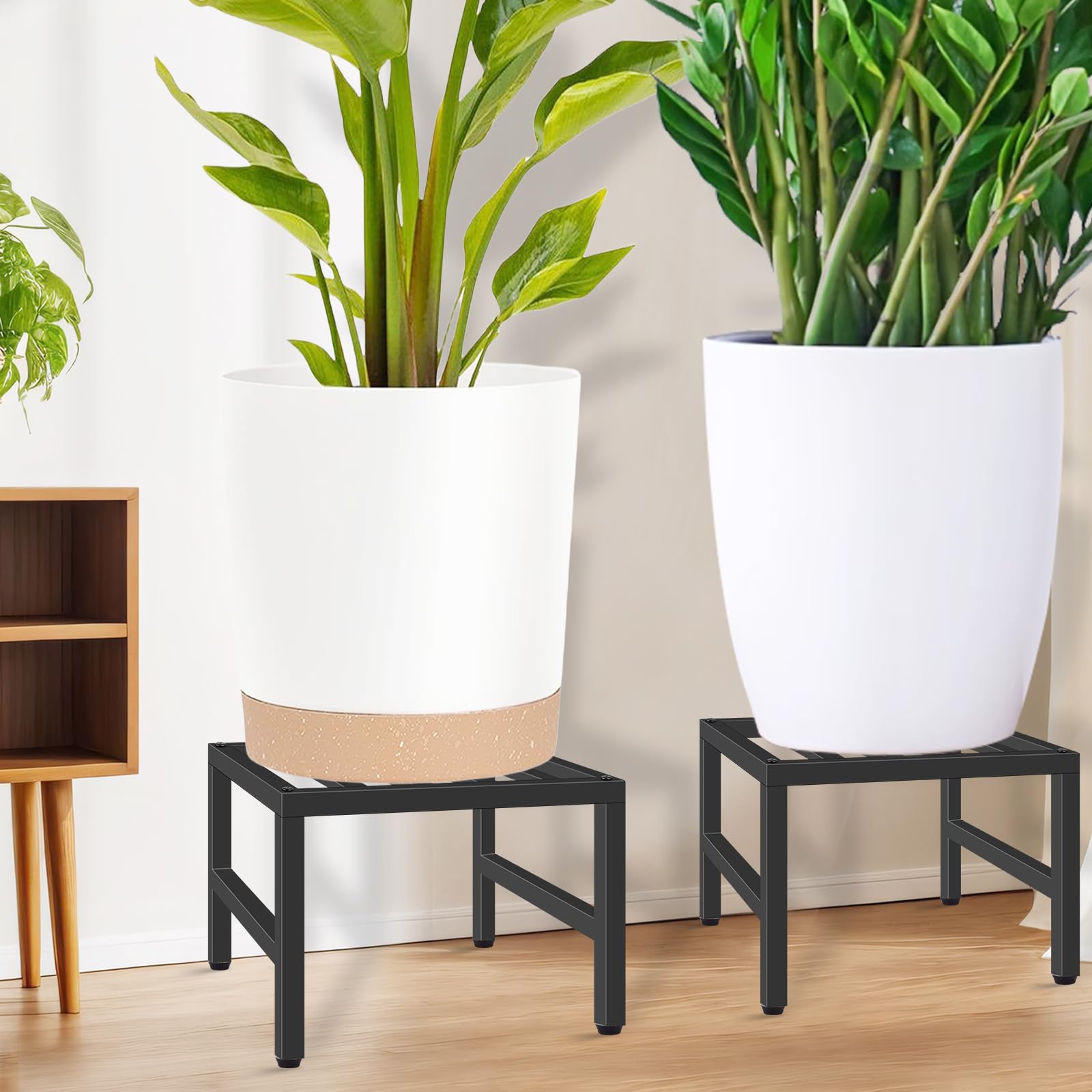 LLAXERGU heavy-duty wrought-iron pedestal supports medium pots securely.