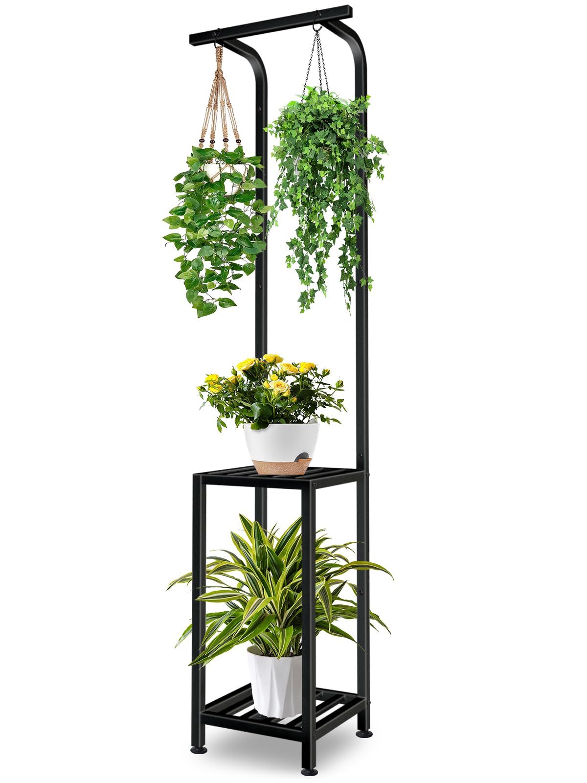 LLAXERGU 65-inch tall plant stand with hanging rod for dramatic indoor displays.