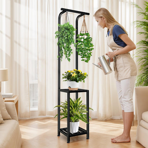 LLAXERGU easy-assembly plant stand with included tools for quick setup.