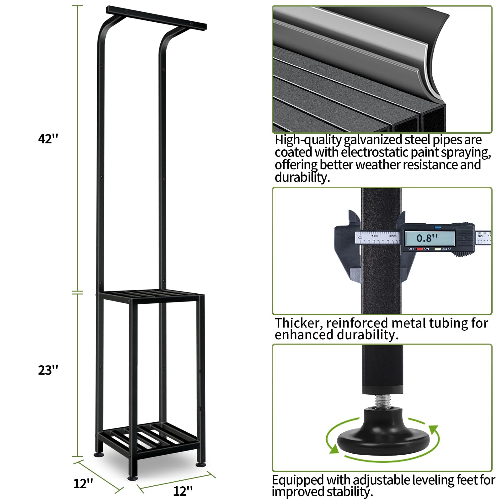 LLAXERGU galvanized coating enhances weather resistance on the stand.