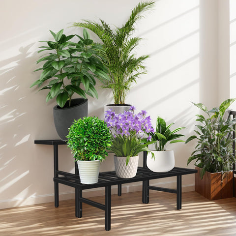 LLAXERGU weatherproof plant stand with galvanized inner layer and waterproof coating.
