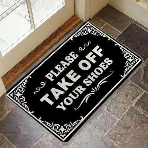 LMABBAQA Shoes Off Doormat anti-slip black front door for safe entry