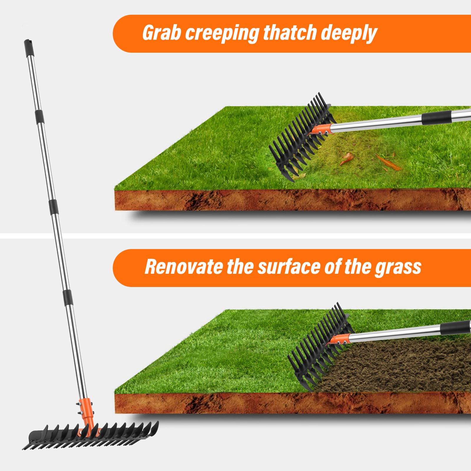 Lmaytech in action during yard cleanup, removing thatch and leaves.