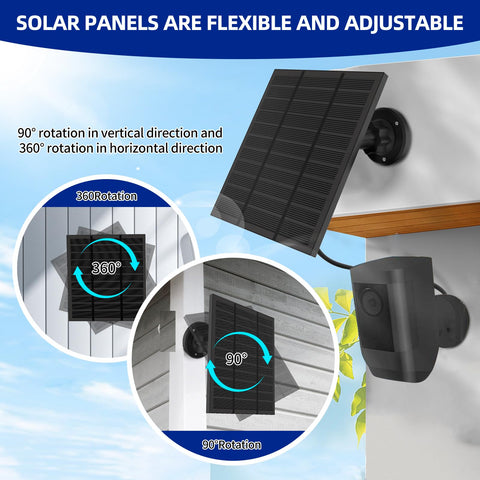 IP65 waterproof solar panel designed for Ring cameras outdoors