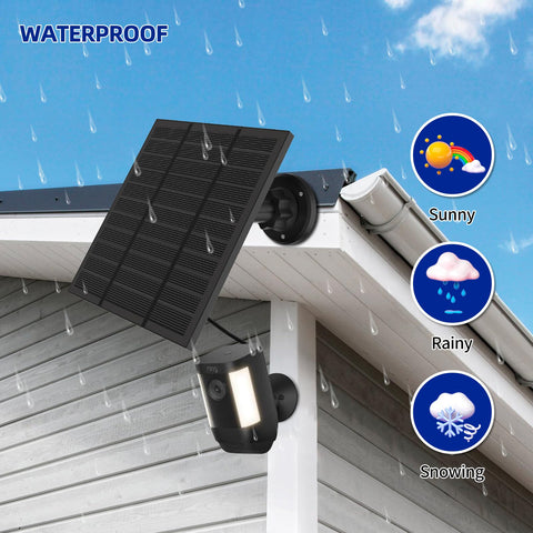 LMDTYN complete solar kit for Ring cameras with brackets, cables, and manual