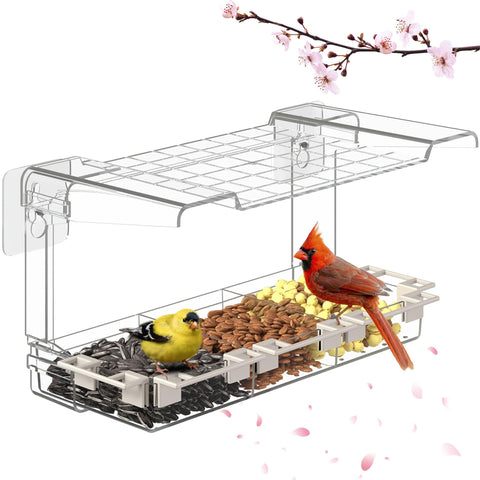 LMHOME Clear Window Bird Feeder front view for close bird watching