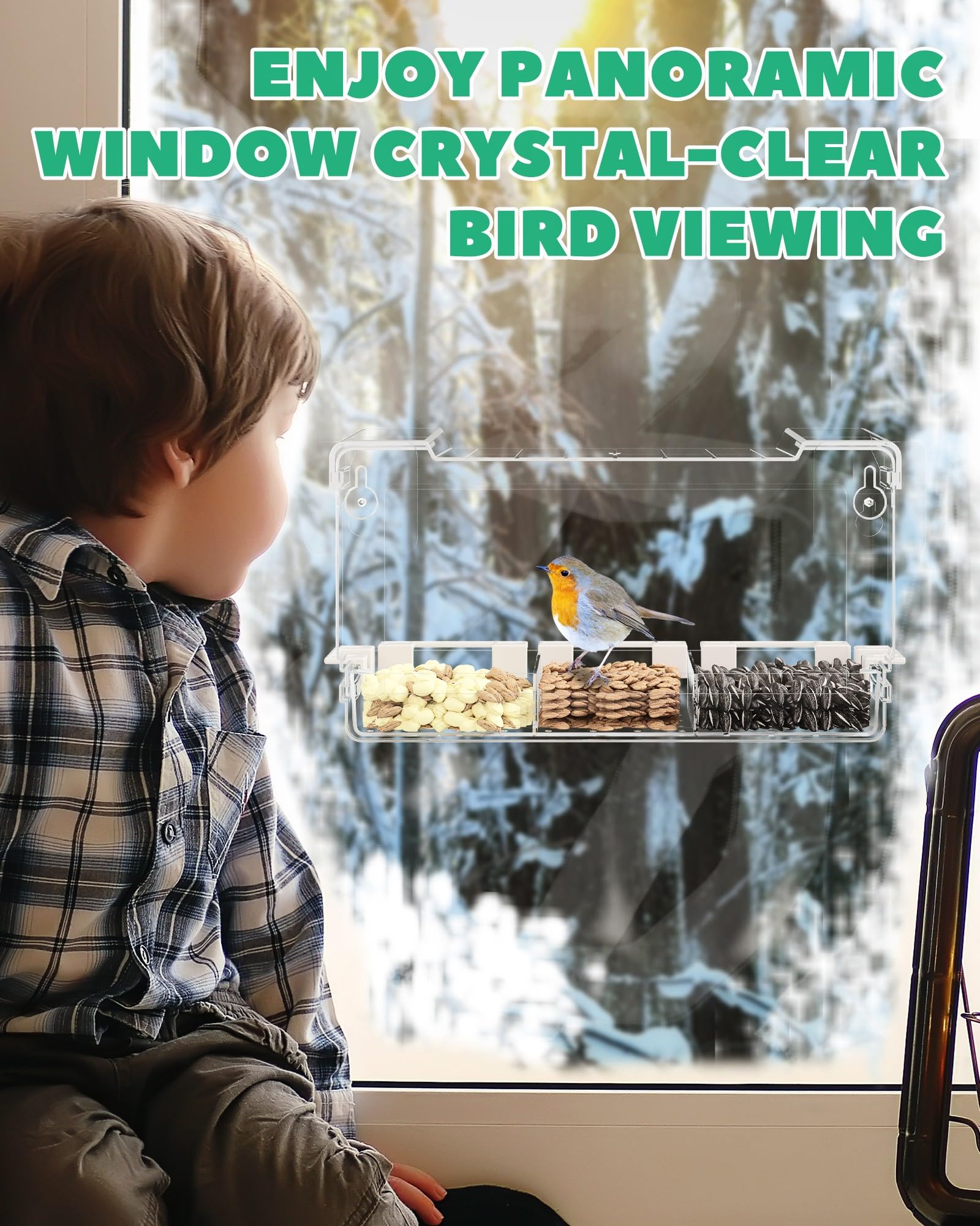 LMHOME Clear Window Bird Feeder garden decor boosts outdoor nature watching