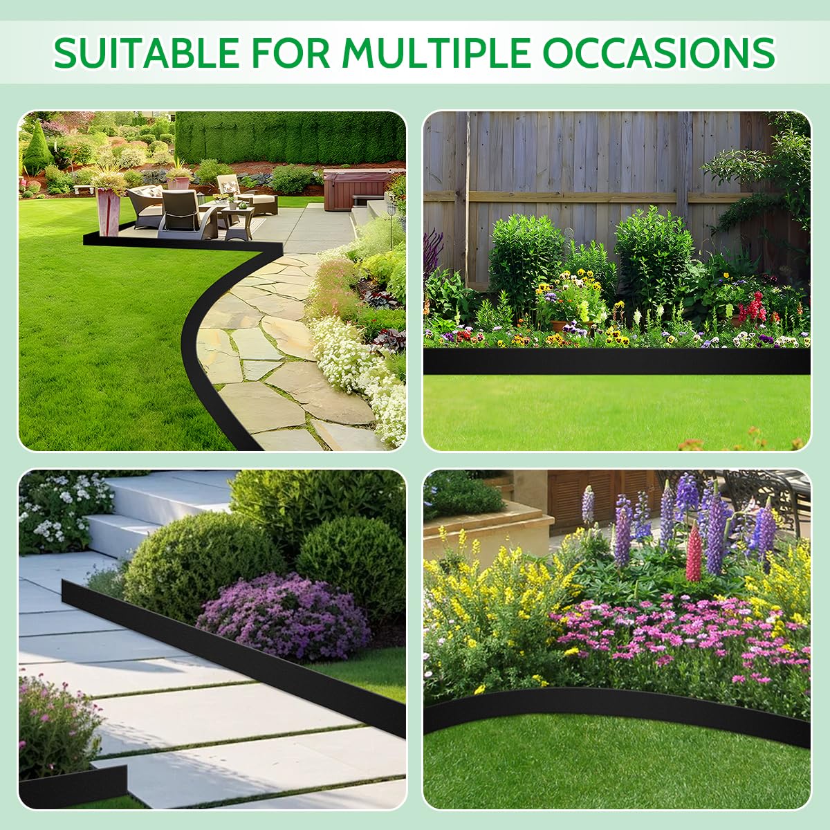 Lmiaiwe border defines flower beds and pathways with clean, modern lines.