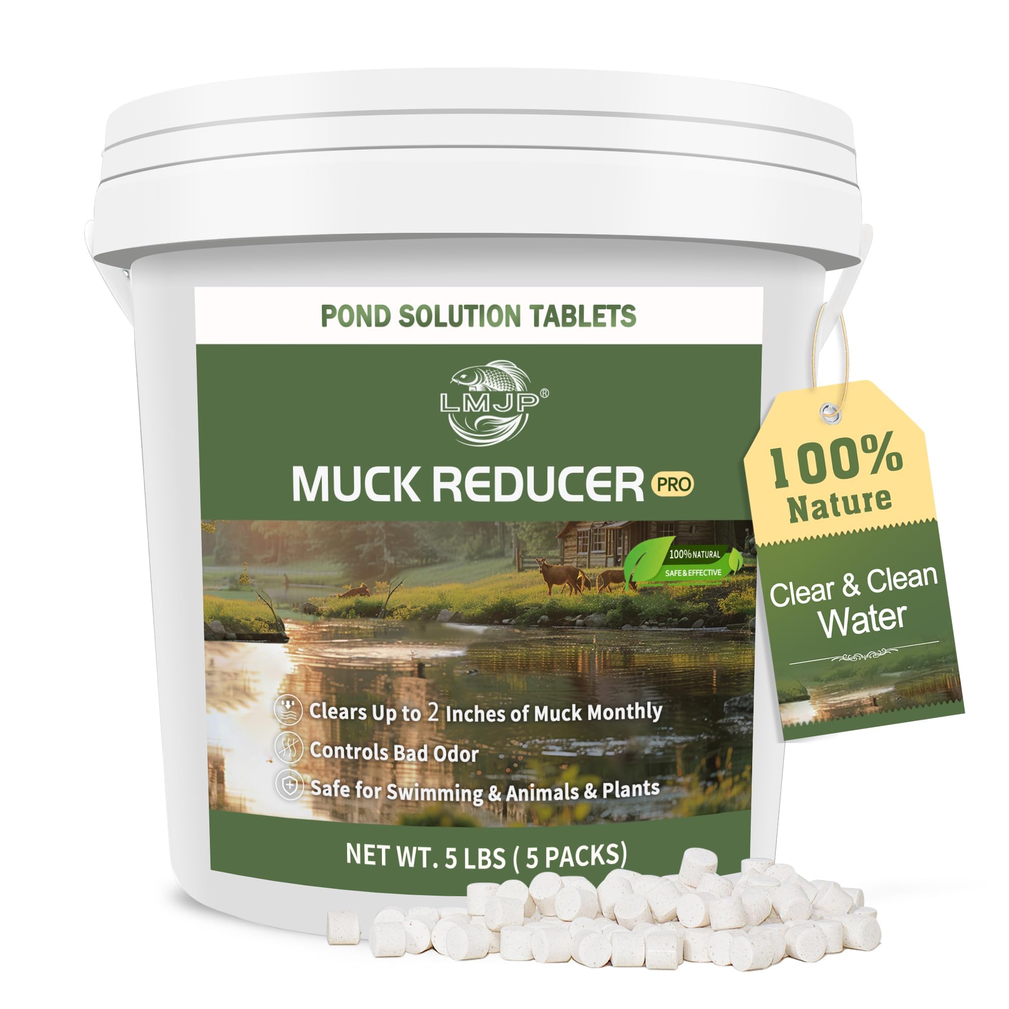 LMJP Muck Reducer 5lb package ready for pond treatment to reduce sludge