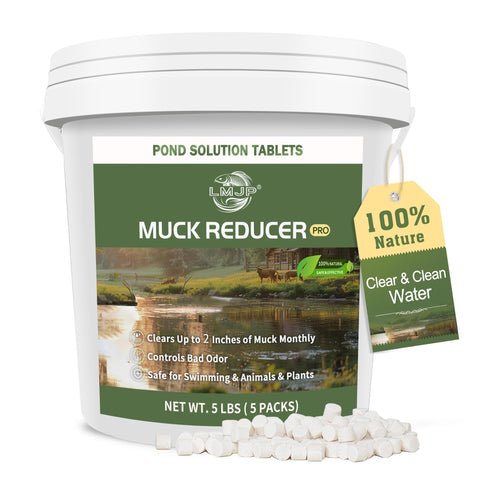 LMJP Muck Reducer 5lb package ready for pond treatment to reduce sludge