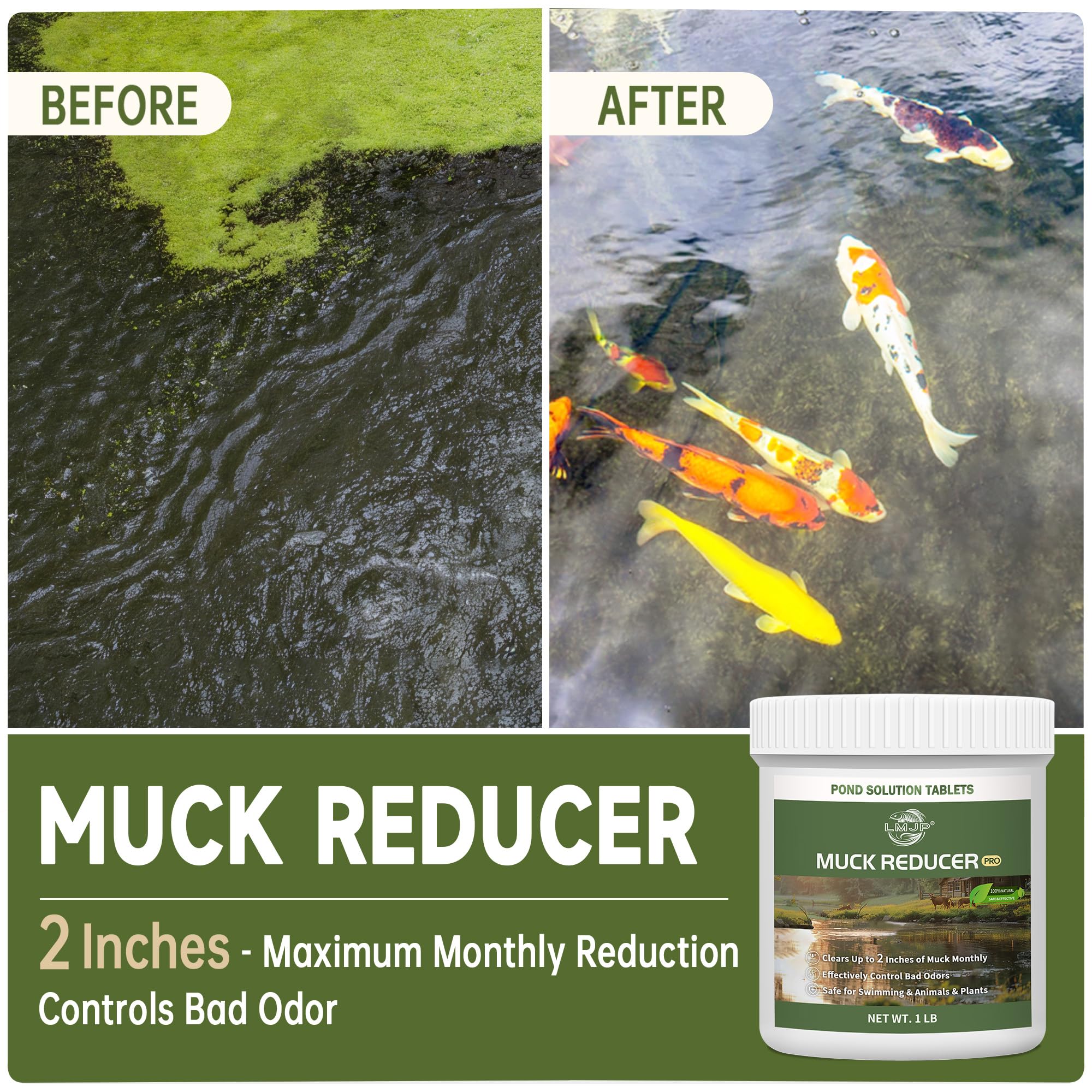 LMJP Muck Reducer tablets dissolving in water demonstrate sludge contact.
