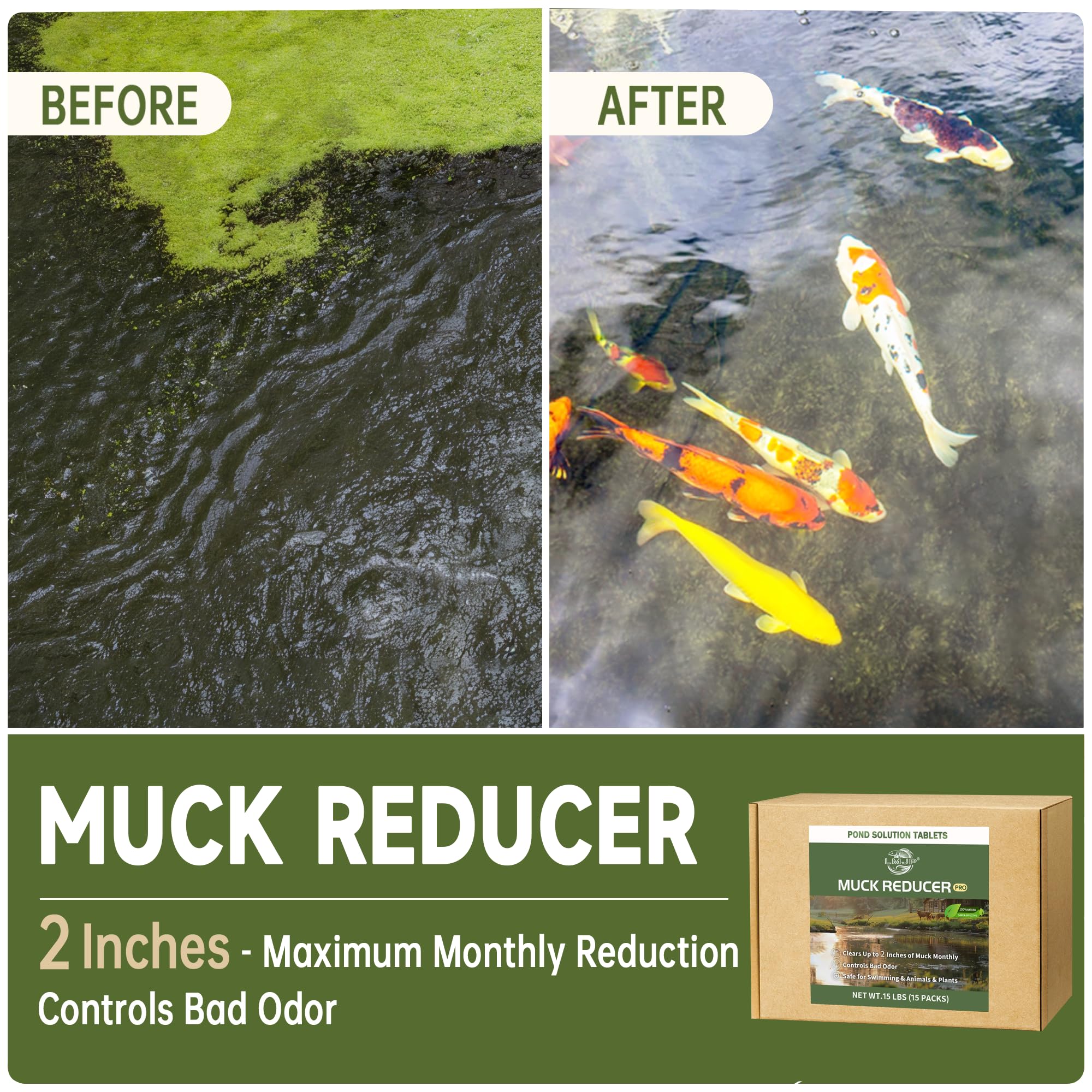 LMJP Muck Reducer tablets releasing odor control in pond water