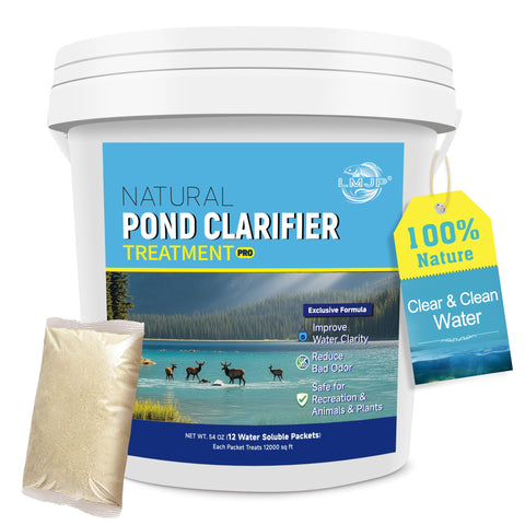 LMJP Pond Clarifier Packets on the water surface improve pond clarity.