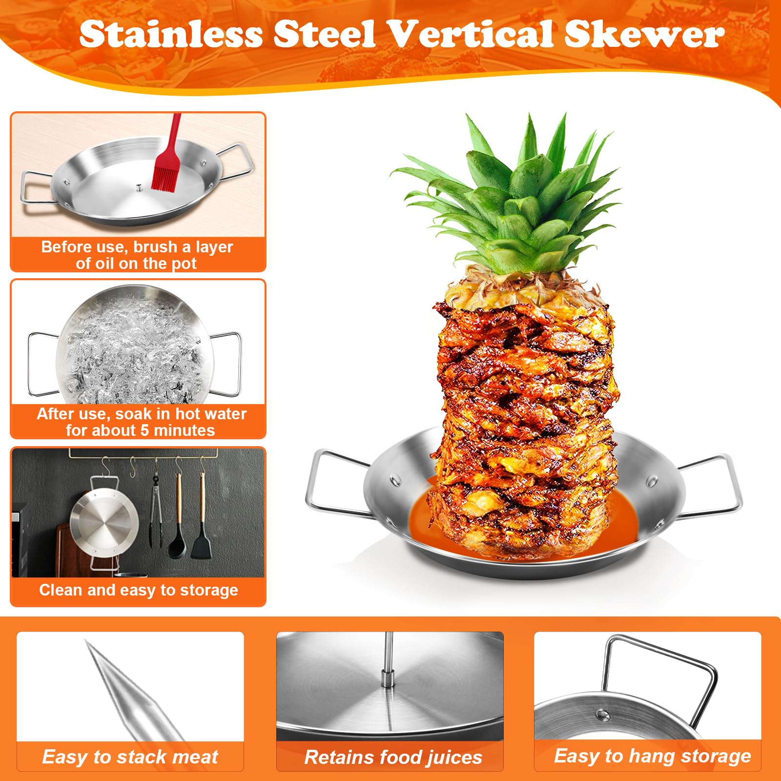 LMZNXCZ Al Pastor vertical stand with 12-inch spike for larger meat portions