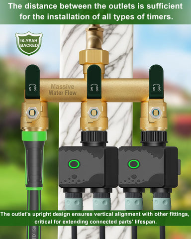 LNEZCDB 1.6-inch outlet spacing fits large timers and multiple hoses.