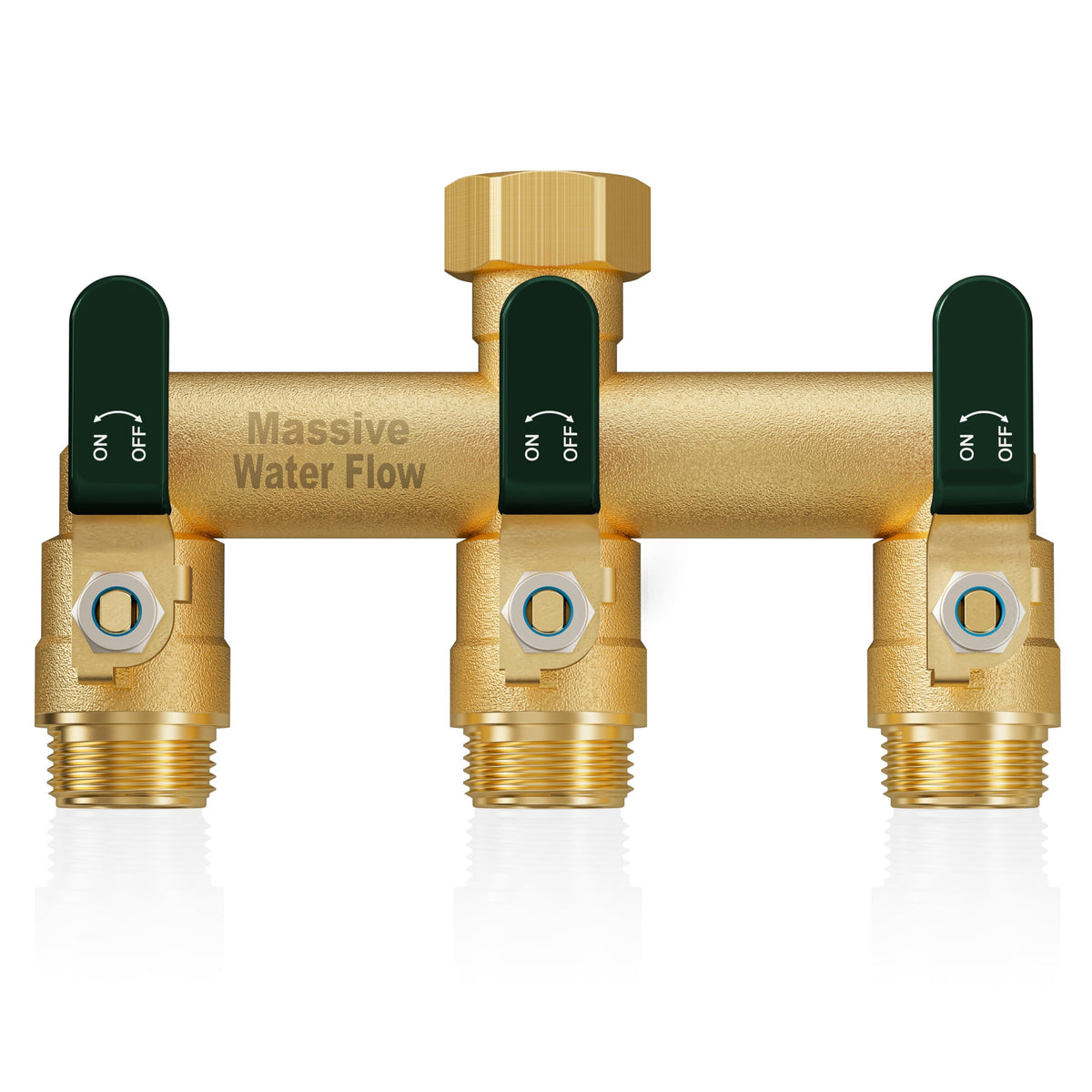 LNEZCDB 3-way hose splitter with green body enabling multitasking irrigation.