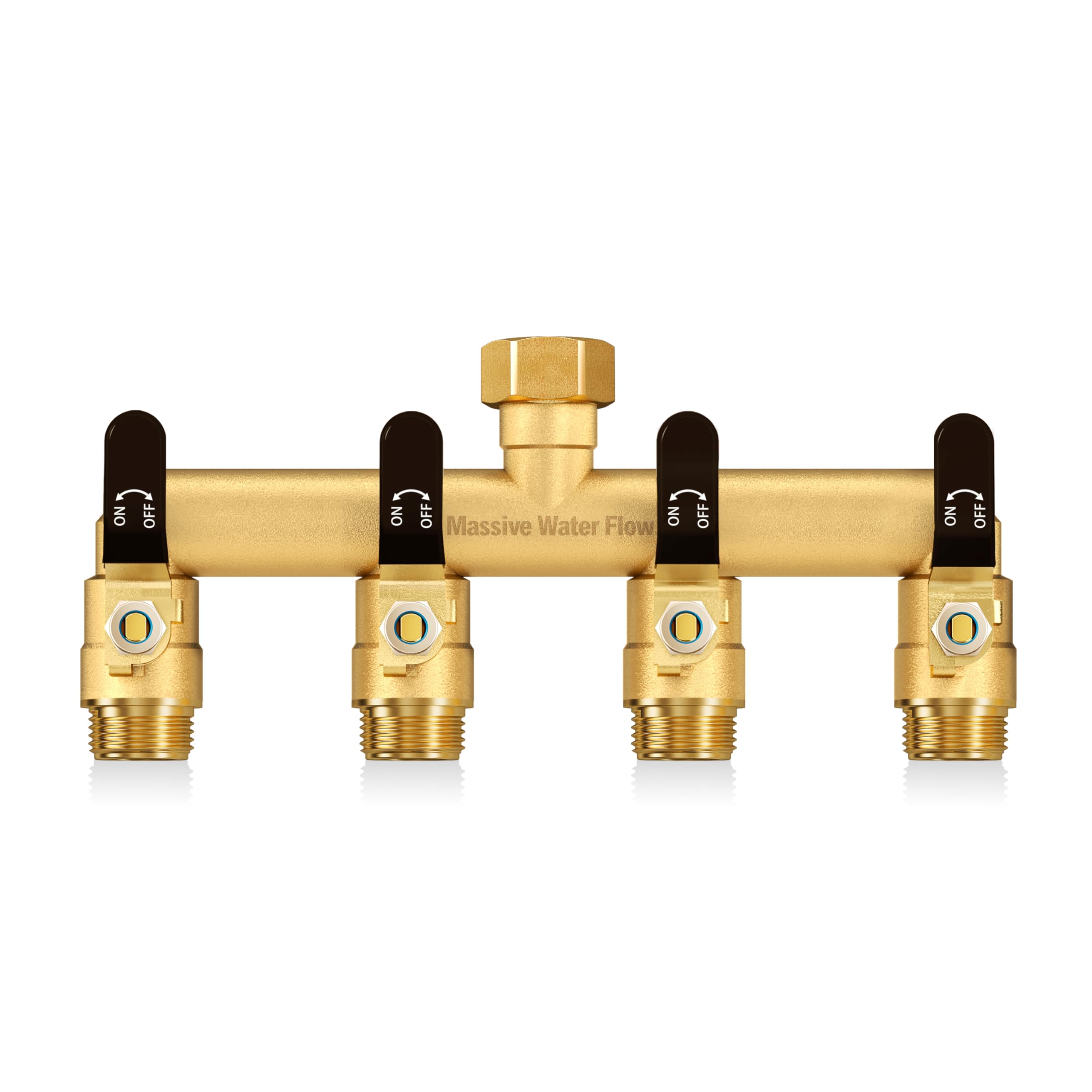 LNEZCDB 4 way hose splitter brass body enabling multitask watering.