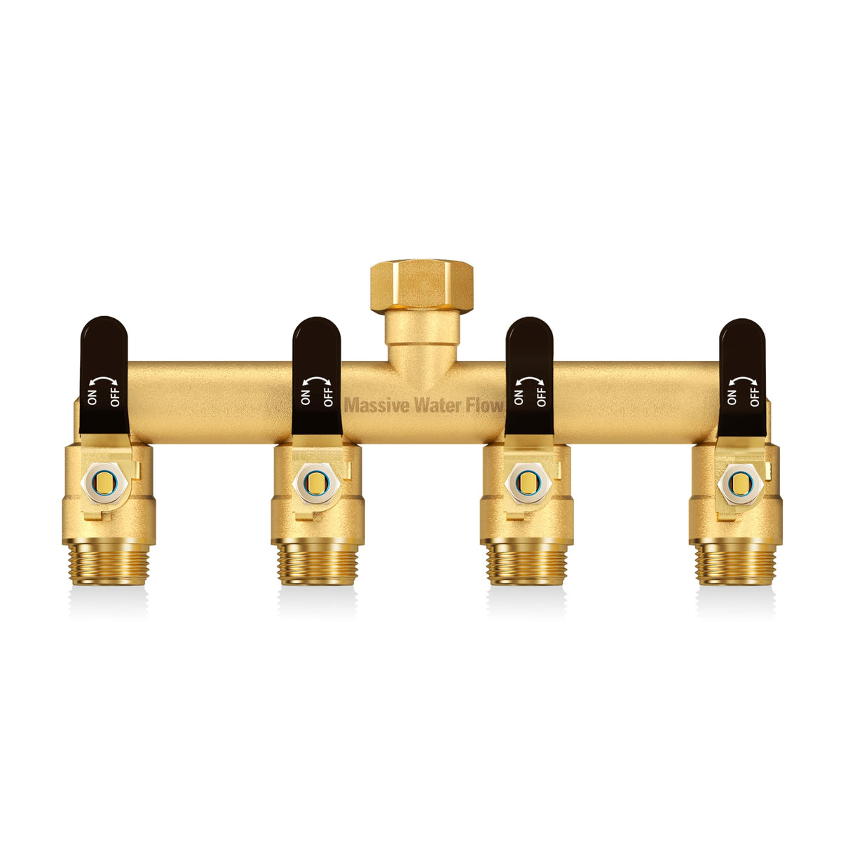 LNEZCDB 4 way hose splitter brass body enabling multitask watering.