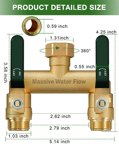 Brass 3/4 inch GHT thread ensures a durable seal.